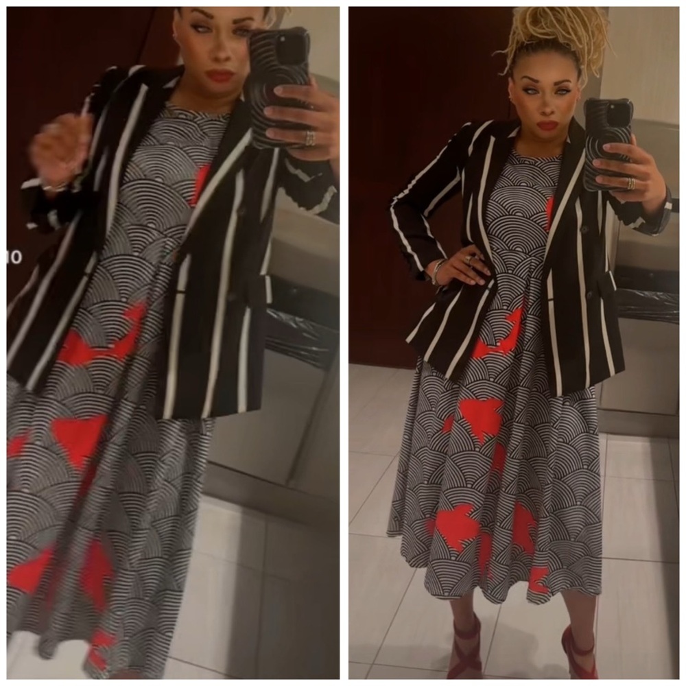 Black and White/ Red Patterned Dress